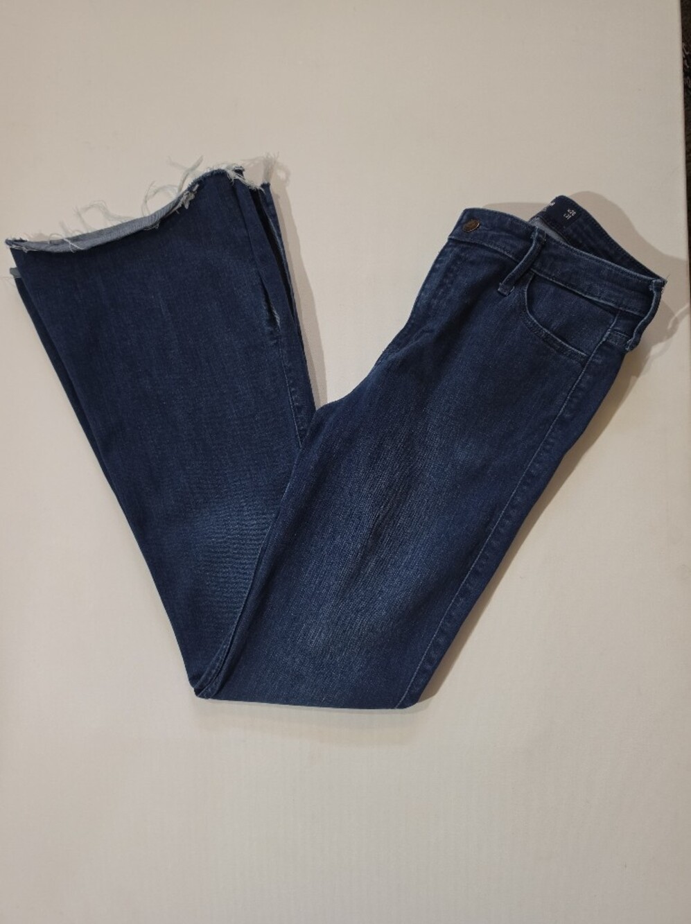 Hollister High Rise Flare Jeans Womens 28" Soft Stretch Raw Hem Retro Streetwear